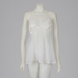 Illusion Women's White Floral Chiffon Chemise