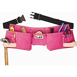 Women's 9-pocket Suede Leather Pink Tool Belt