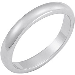 White Rhodium Overlay Terete Tapered Band (3 mm)