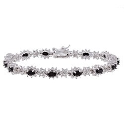 Sterling Silver Sapphire and Diamond Accent Bracelet