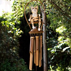 Bamboo 'Phat Cat' Wind Chime (Indonesia)