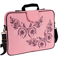 Fuji Depot 17-inch 'Pink Butterfly' Handled Laptop Sleeve