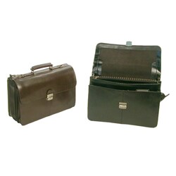Bond Street Flapover Key Lock Executive Leather Briefcase