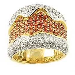 14k Yellow Gold Orange Sapphire and 1 1/4ct TDW Diamond Ring (H-I, I1)