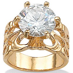 Ultimate CZ 14k Yellow Gold Overlay Cubic Zirconia Filigree Ring