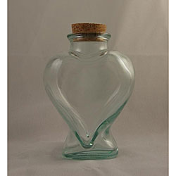Recycled Clear Green Glass Heart-shaped Bottles (Pack of 2)