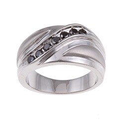 Sterling Silver Men's 1/2ct TDW Black Diamond Band