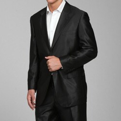 Carlo Lusso Men's Silky Black 2-button Suit
