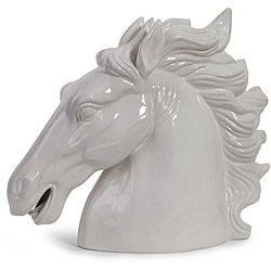 Handcrafted Argento White Fury Horse Bust