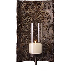 Iron and Glass Embossed Venice Sconce