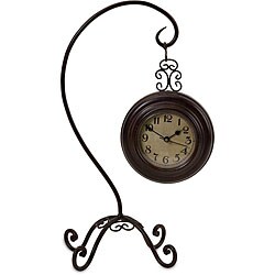 Handcrafted Argento Hanging Clock on Hook Stand