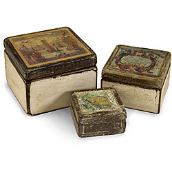 Set of 2 Mango Wood Ningbo Shanghai Trader Lidded Storage Boxes