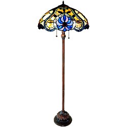 Tiffany-style 2-light Bronze Victorian Floor Lamp