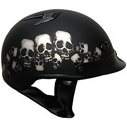 DOT Skull Pile Shorty Motorcycle Helmet
