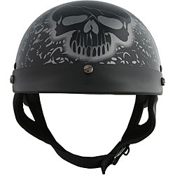 DOT Bone Yard Black Shorty Motorcycle Helmet