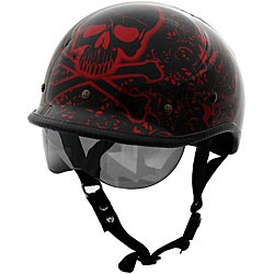DOT Polo Jockey BoneYard Red Motorcycle Helmet