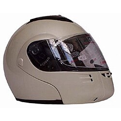 DOT Modular Full Face Pearl White Motorcycle Helmet