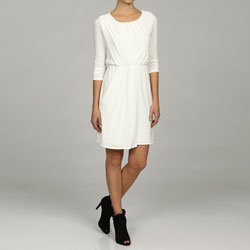 Tiana B 3/4 Sleeve Solid Drape Front Dress.