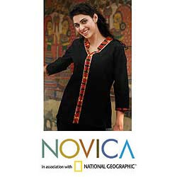 Women's Cotton 'Midnight Jewel' Blouse (India)