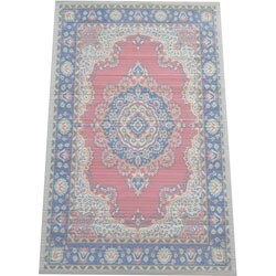 Persian Bamboo Handcrafted Salmon/Navy Rug (5' x 8')