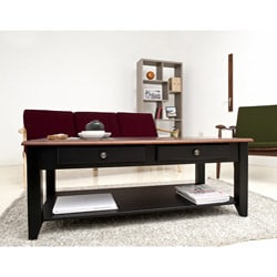 Jane Black/Walnut 2-Drawer Coffee Table