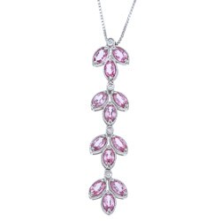 18k White Gold Pink Sapphire and 1/10ct TDW Diamond Necklace (I-J, I2-I3)