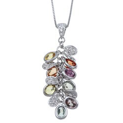 14k White Gold Sapphire and 1/5ct TDW Diamond Necklace (I-J, I2-I3)