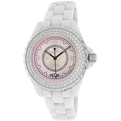 Le Chateau Women's 'Condezza' All-ceramic Zirconia Studded Bezel Watch