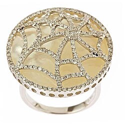 Dyach 14k White Gold Mother of Pearl and 1ct TDW Diamond Ring (I-J,I1-I2)