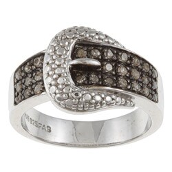 Sterling Silver 1/4ct TDW Brown Diamond Buckle Ring
