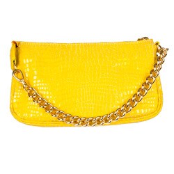 Blumarine Yellow Croc-embossed Leather Clutch