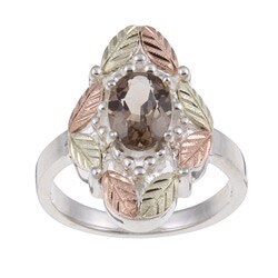 Black Hills Gold and Sterling Silver Smokey Quartz Ring