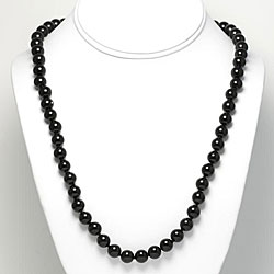 Sterling Silver Black Onyx Bead Necklace