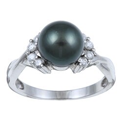 Pearls For You 14k Gold Tahitian Pearl and 1/5ct TDW Diamond Ring (8-9 mm) (I-J, I2-I3)