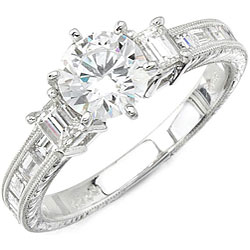 Natalie K 14k Gold 3/4ct TDW Channel Diamond and CZ Engagement Ring (H, SI1)