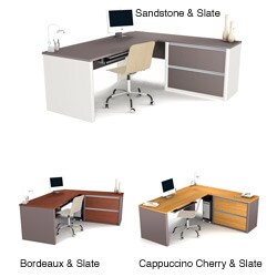 Bestar Connexion L-desk with Oversized Pedestal