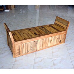 Hand-carved Teak Wood Enclosed Inlay Bench (Thailand)