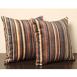 Brown Stripe18-inch Throw Pillows (Set of 2)