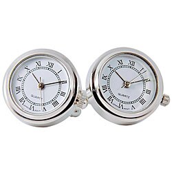 Rhodium Father's Day Watch Cuff Links
