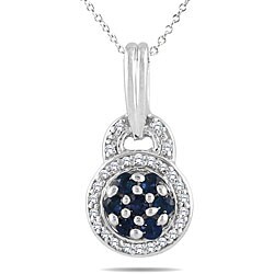Sterling Silver Sapphire and 1/8ct TDW Diamond Antique Necklace (H-I, I2-I3) 