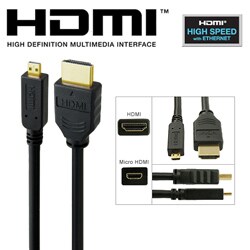 High Speed 1080P with Ethernet 3-foot Micro HDMI to HDMI Cable