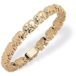 Ultimate CZ 14k Gold Overlay Cubic Zirconia Elephant Bracelet
