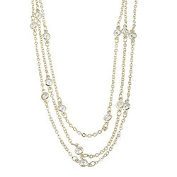 Isabella Collection Gold Overlay Cubic Zirconia 100-inch Endless Necklace