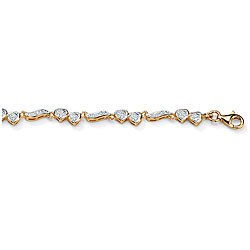 18k Gold Over Silver 1/6ct TDW Diamond Heart Bracelet (I-J, I1-I2)