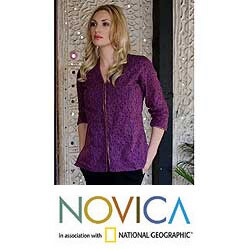 Women's Cotton 'Amethyst Enchantment' Tunic (India)