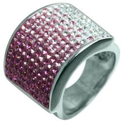 Sterling Silver White and Pink Crystal Ring