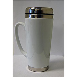 Stainless Steel 18-oz White Ceramic Travel Mugs (Pack of 2)