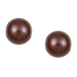 Pearls For You Sterling Silver Brown FW Pearl Stud Earrings (8-8.5 mm)