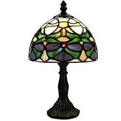 Tiffany-style Green Jeweled Lamp