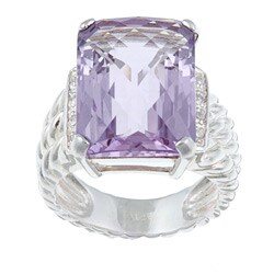 Sterling Silver Pink Amethyst and Cubic Zirconia Ring